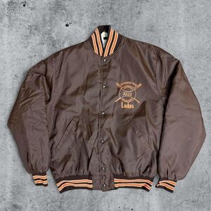 Vintage 80s GEM SPORTSWEAR Quilt Lined Varsity Bomber Jacket USA Baseball L